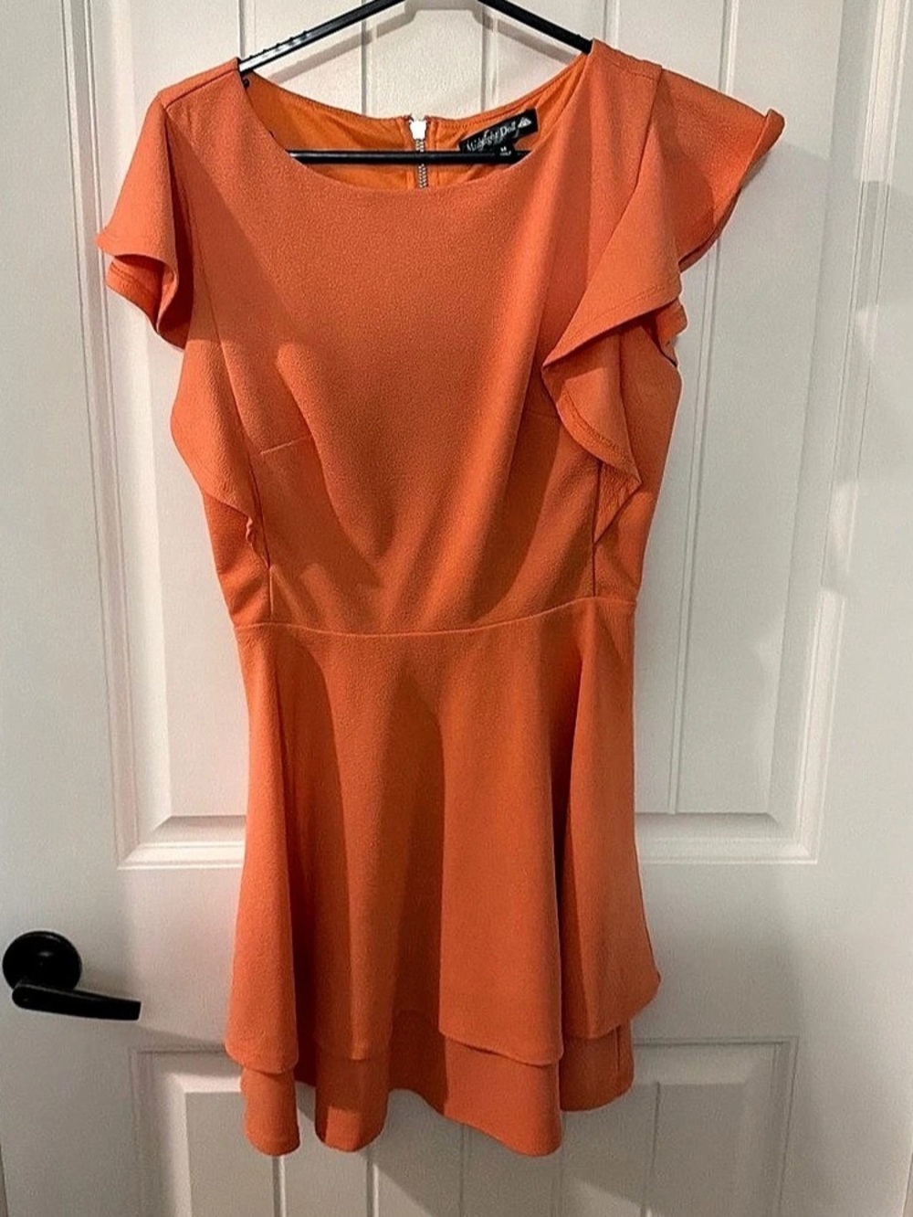 Midnight Doll Flutter Sleeve Double-Hem Fit & Flare Dress Orange Medium